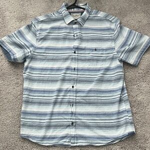 Men's Striped Blue Casual Button-Down Shirt